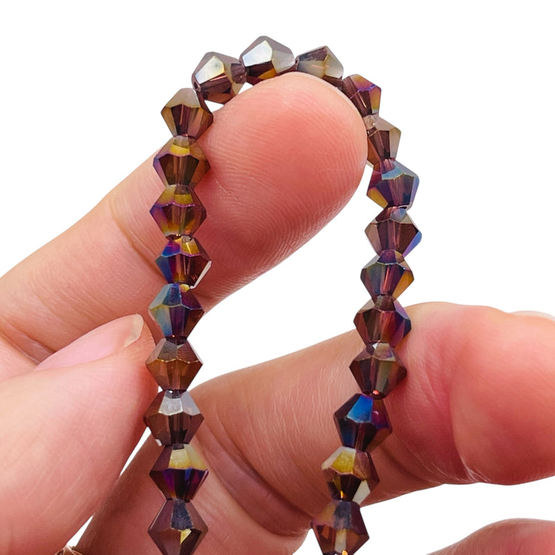 6mm Thunder Polish Glass Crystal Bicone Amethyst AB