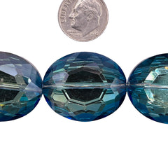 30x24mm Flat Oval Glass Crystal Magic Blue