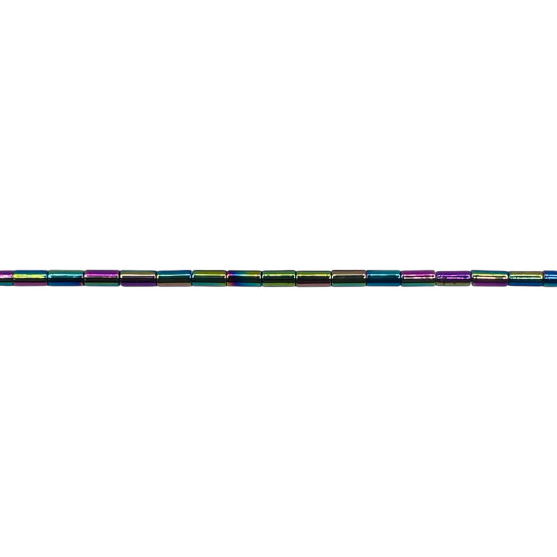 1x3mm Tube Hematite Rainbow