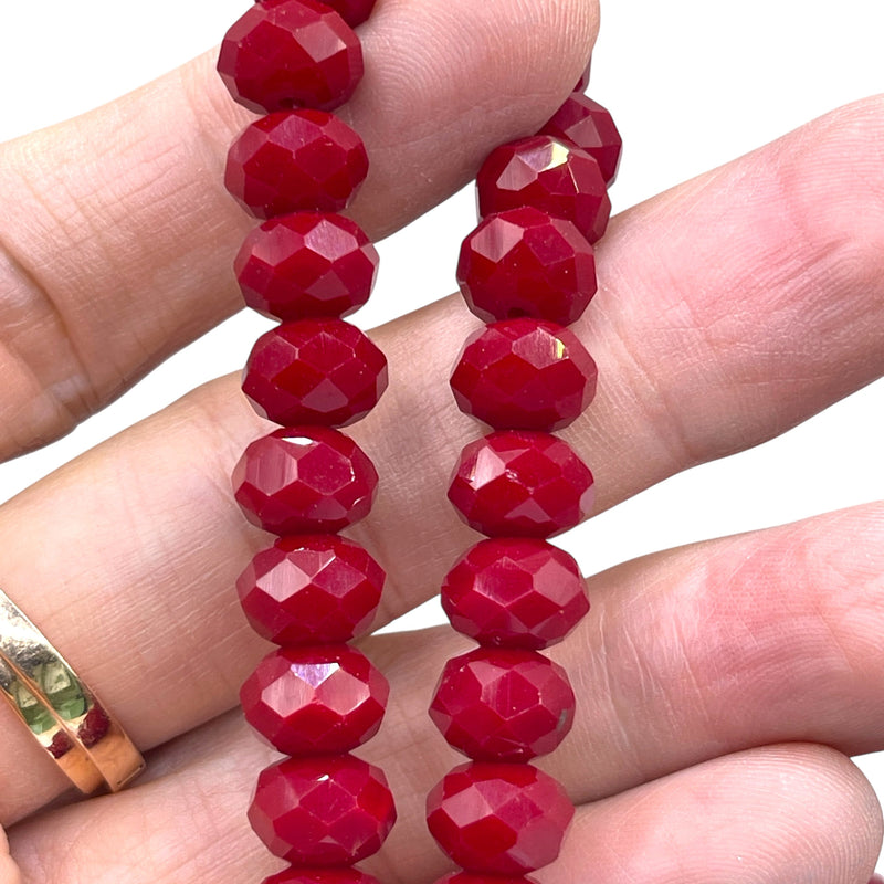 10mm Thunder Polish Glass Crystal Roundel Cut Ruby Jade