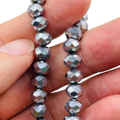 8mm Thunder Polish Glass Crystal Roundel Cut Rhodium