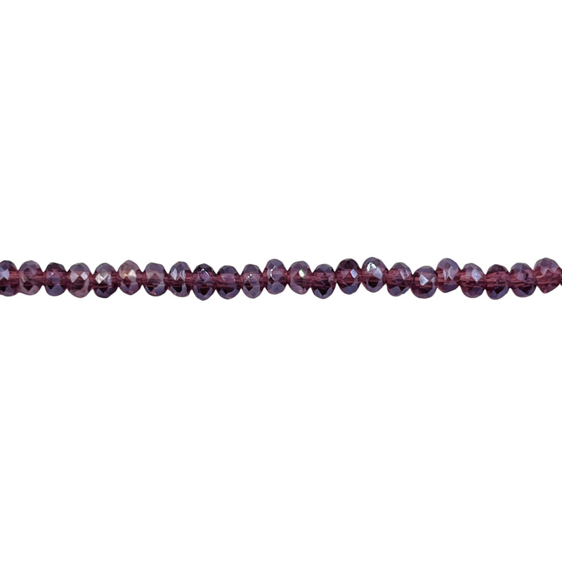 3mm Thunder Polish Glass Crystal Roundel Cut Med. Amethyst AB