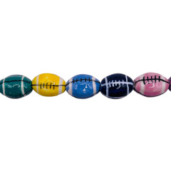 16x12mm Football Handmade Ceramic Rainbow