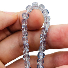 5mm Cube Glass Crystal Gray Blue