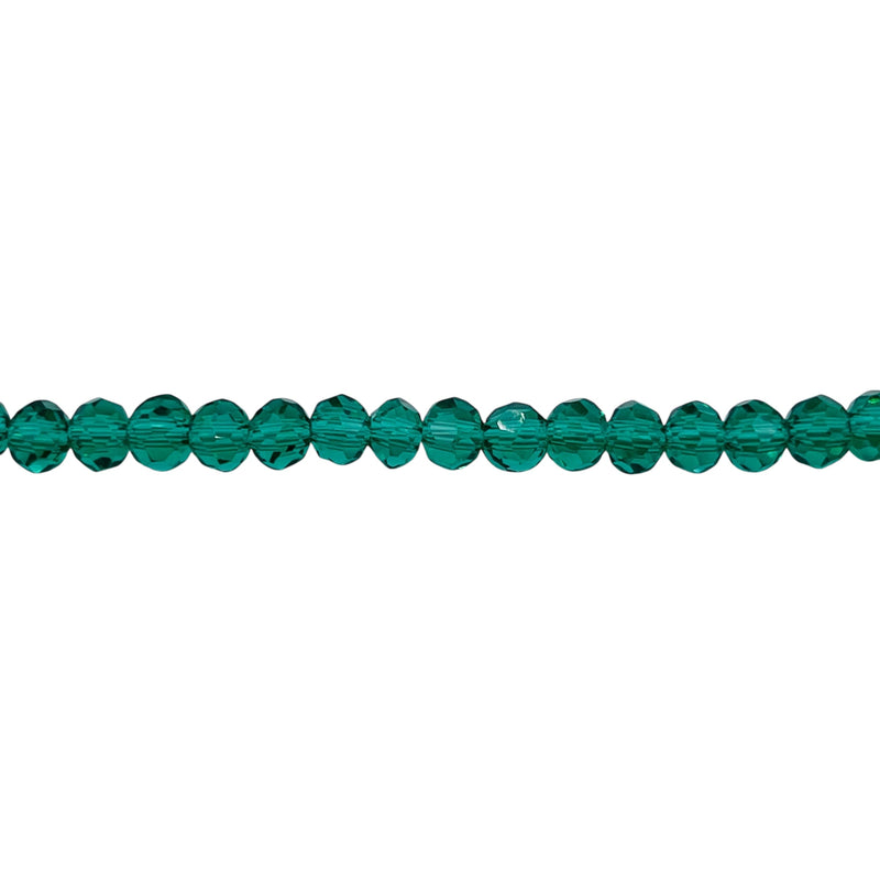 4mm Thunder Polish Glass Crystal Roundel Cut Green Zircon