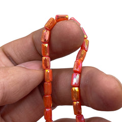 6x4mm Cylinder Glass Crystal Orange Jade Super AB