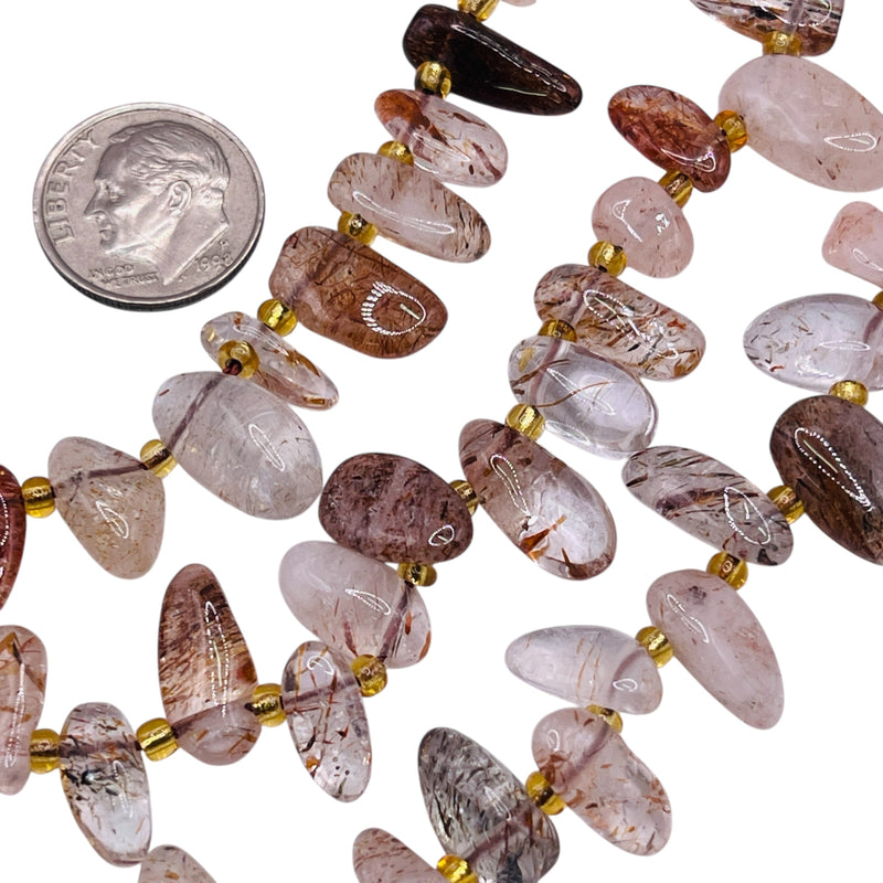 9-13mm Chips Rutilated Quartz side drilled