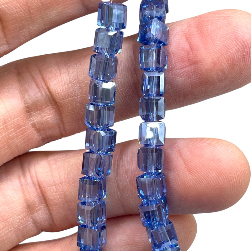 6mm Cube Glass Crystal Lt. Sapphire