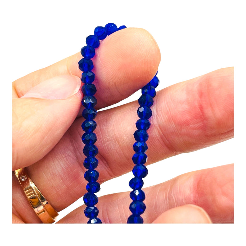 4mm Thunder Polish Glass Crystal Roundel Cut Dark Sapphire