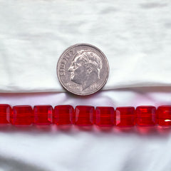 8mm Cube Glass Crystal Red