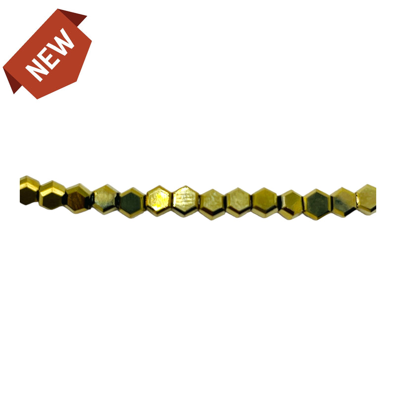 5mm Hexagon Glass Crystal Gold