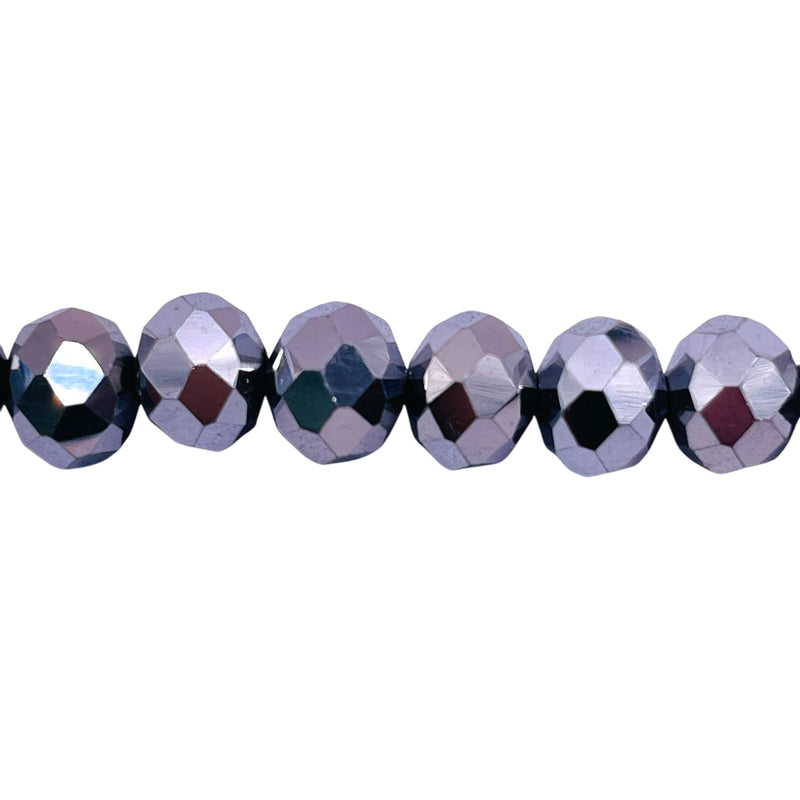 10mm Roundel Cut Glass Crystal White Gold