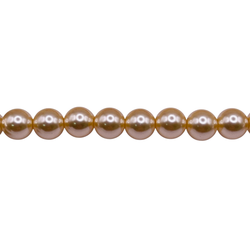 6mm Round Thunder Polish Glass Pearl Medium Gold