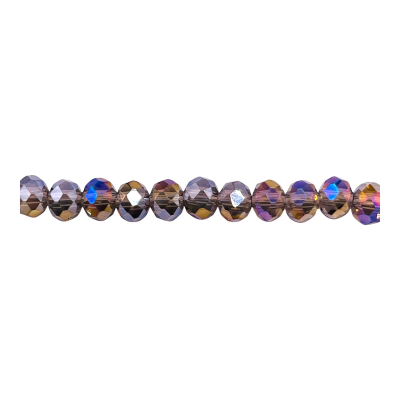 6mm Thunder Polish Glass Crystal Roundel Cut Black Diamond AB