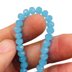 6mm Thunder Polish Glass Crystal Roundel Cut Blue Jade