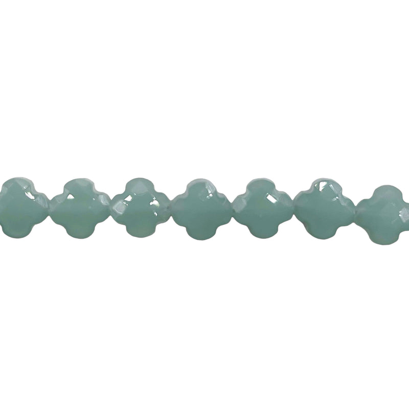 8mm Clover Glass Crystal Lt. Green Jade