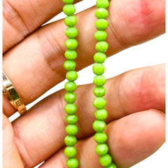 4mm Thunder Polish Glass Crystal Roundel Cut Olive Green Jade