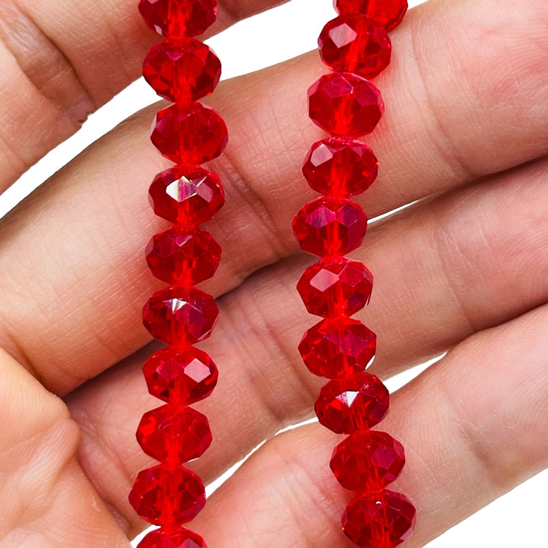 8mm Thunder Polish Glass Crystal Roundel Cut Red