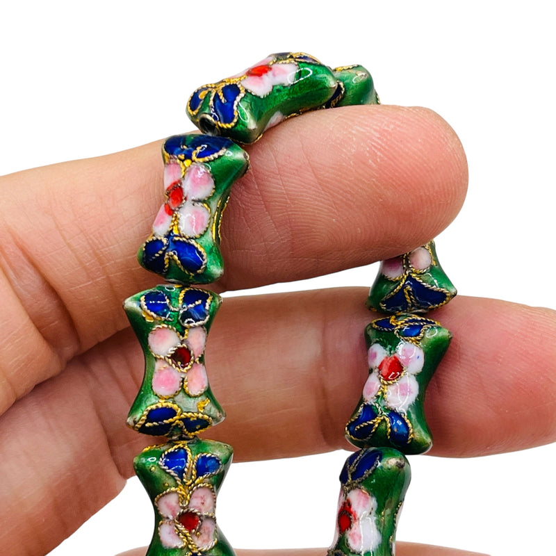 15x10mm Pillow Cloisonne Dk. Green