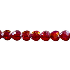 8mm Heart Glass Crystal Red