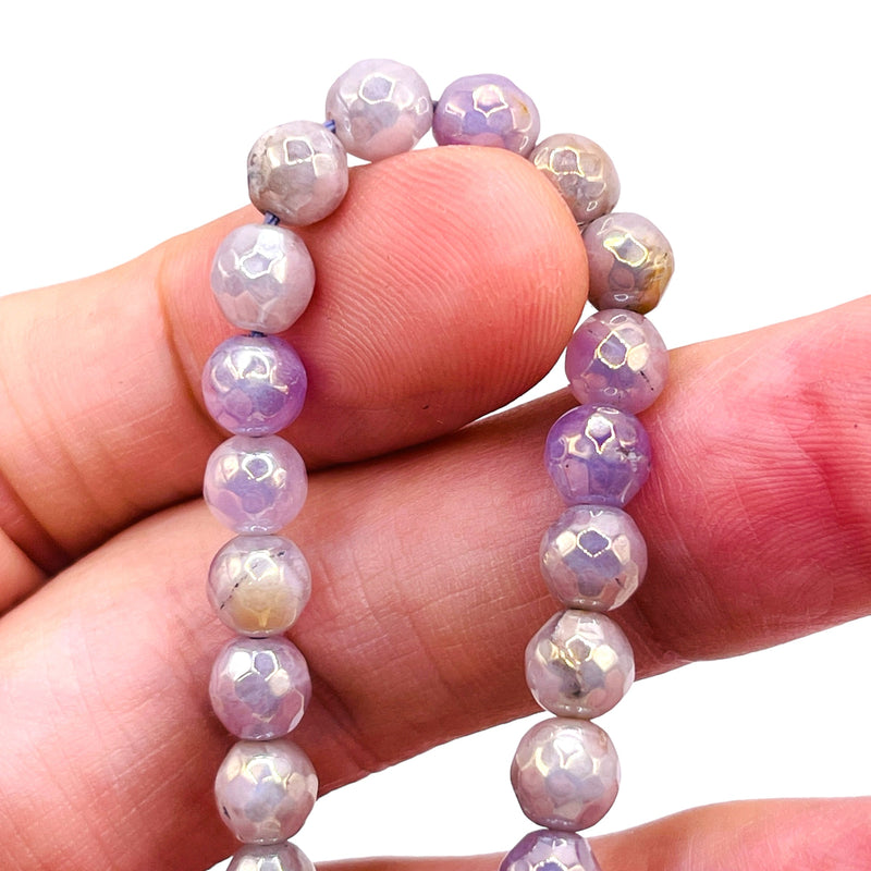 8mm Round Cut Lavender Jade Shine