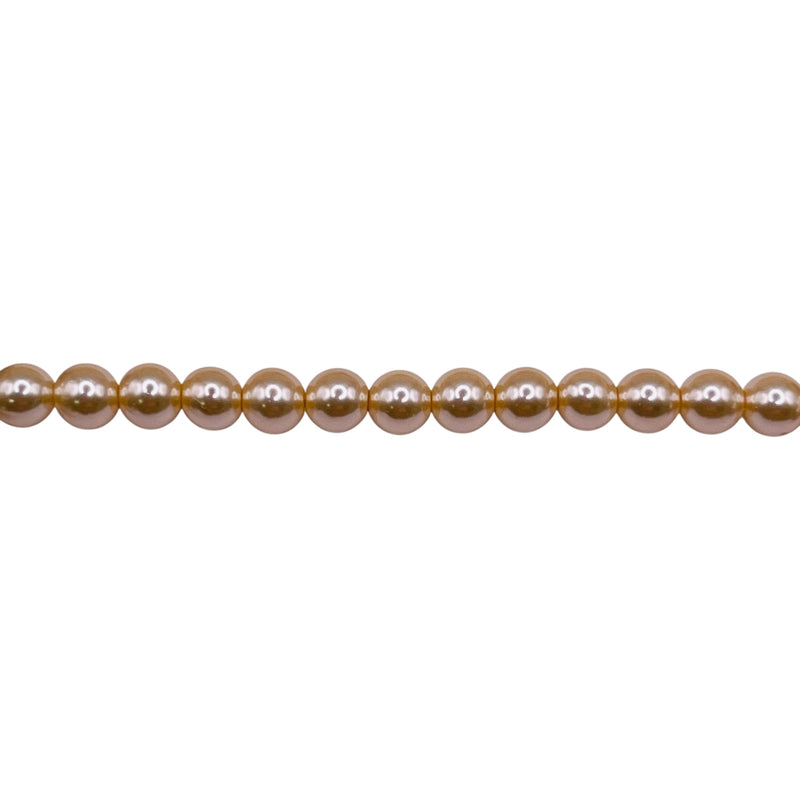 4mm Round Thunder Polish Glass Pearl Medium Gold