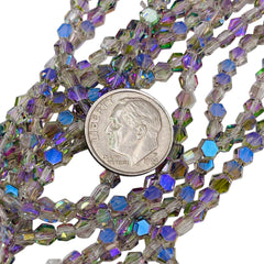 4mm Hexagon Glass Crystal Magic Purple