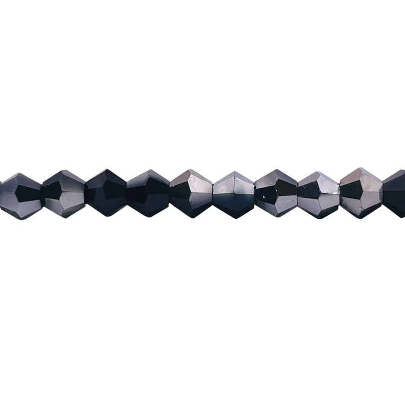 6mm Thunder Polish Glass Crystal Bicone Jet Half Silver