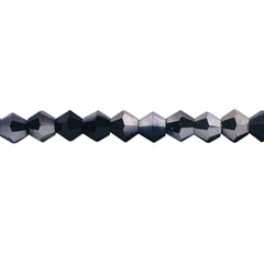 6mm Thunder Polish Glass Crystal Bicone Jet Half Silver