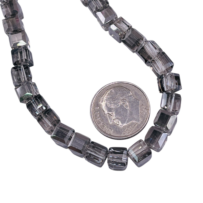 6mm Cube Glass Crystal Silver Gray