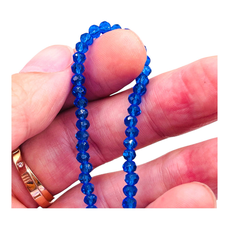 4mm Thunder Polish Glass Crystal Roundel Cut Sapphire
