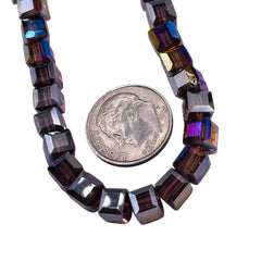 6mm Cube Glass Crystal Med. Amethyst