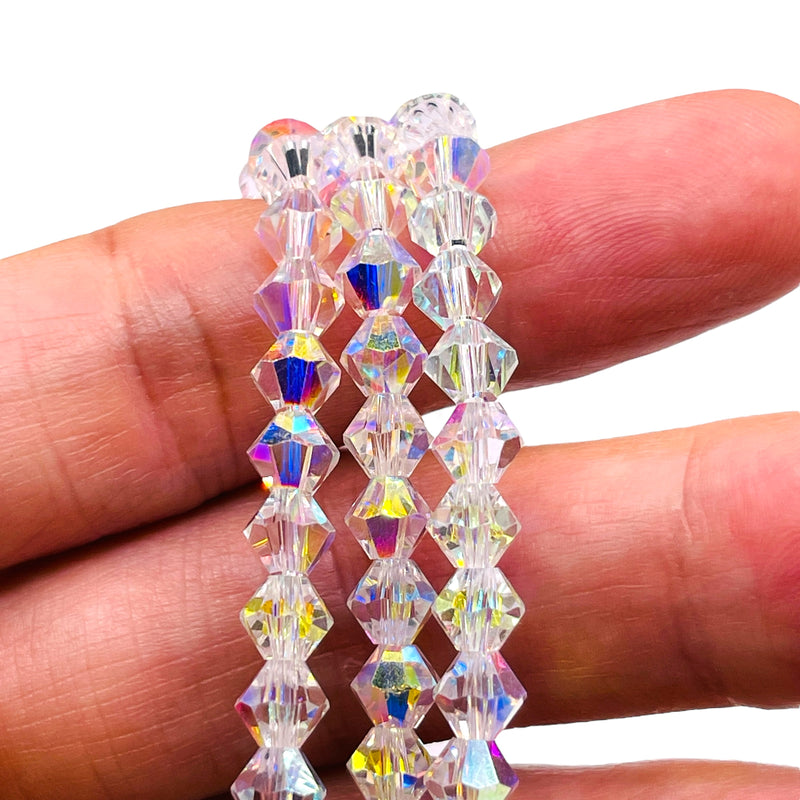 6mm Thunder Polish Glass Crystal Bicone Super Clear AB