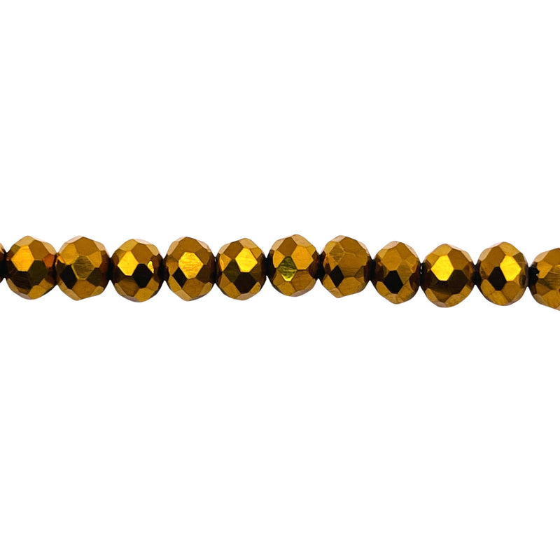 6mm Thunder Polish Glass Crystal Roundel Cut Gold