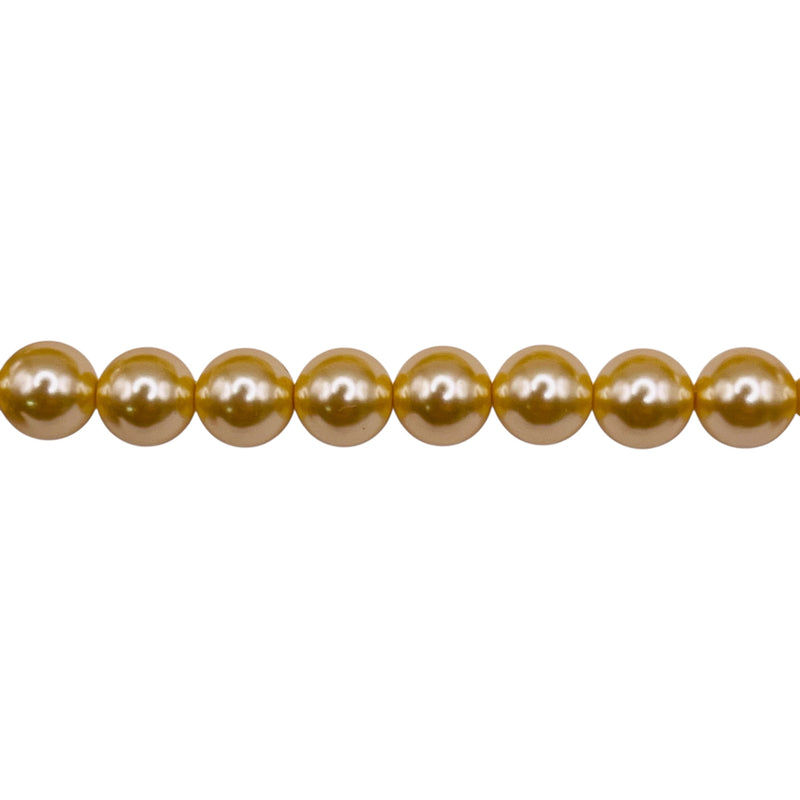 6mm Round Thunder Polish Glass Pearl Gold