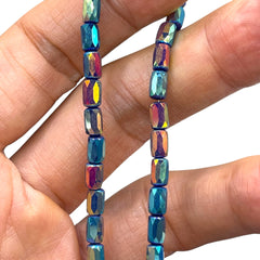 6x4mm Cylinder Glass Crystal Sapphire Jade Super AB