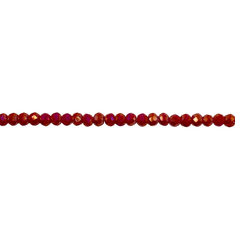 3mm Thunder Polish Glass Crystal Roundel Cut Lt Ruby Jade AB
