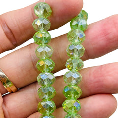 10mm Thunder Polish Glass Crystal Roundel Cut Chrysolite AB