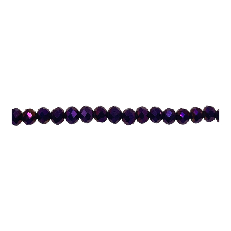 4mm Thunder Polish Glass Crystal Roundel Cut Purple Light