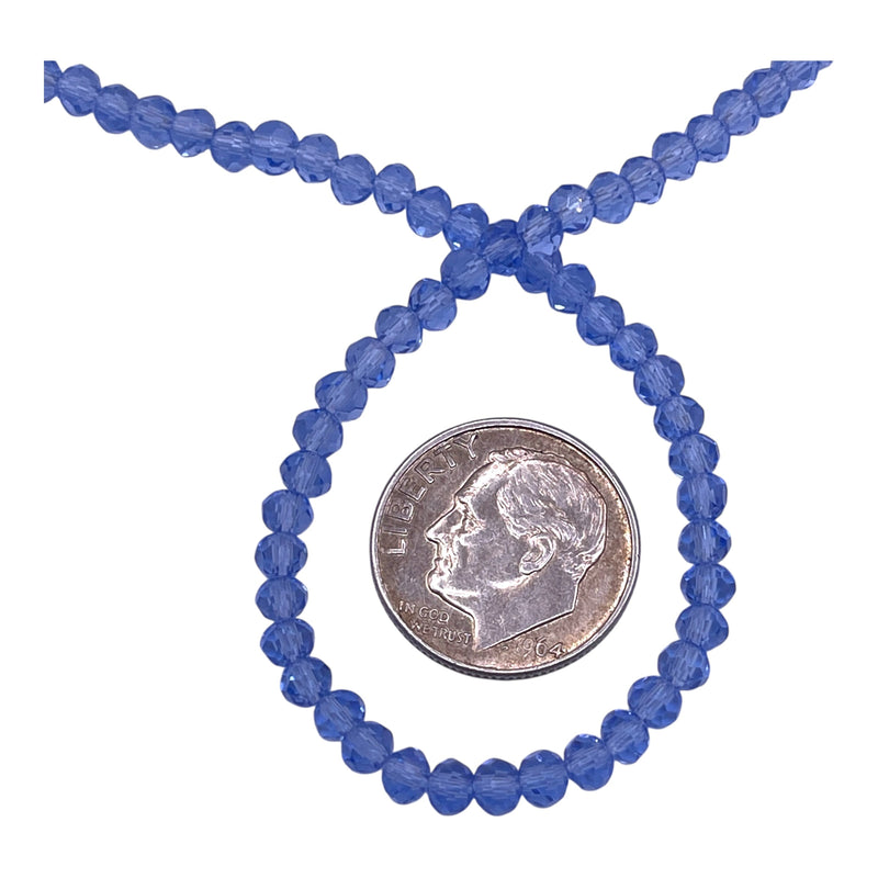 3mm Thunder Polish Glass Crystal Roundel Cut Lt Sapphire