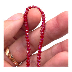 3mm Thunder Polish Glass Crystal Roundel Cut Ruby Jade AB