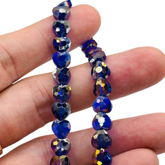 8mm Heart Glass Crystal Dark Sapphire