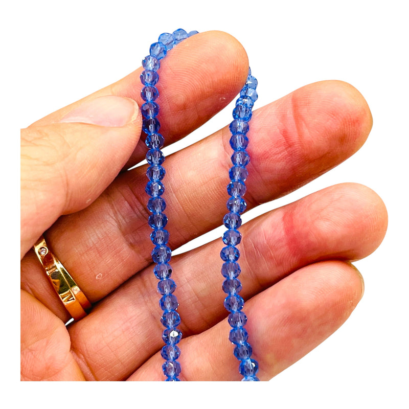 4mm Thunder Polish Glass Crystal Roundel Cut Lt Sapphire