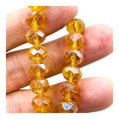 10mm Thunder Polish Glass Crystal Roundel Cut Topaz AB