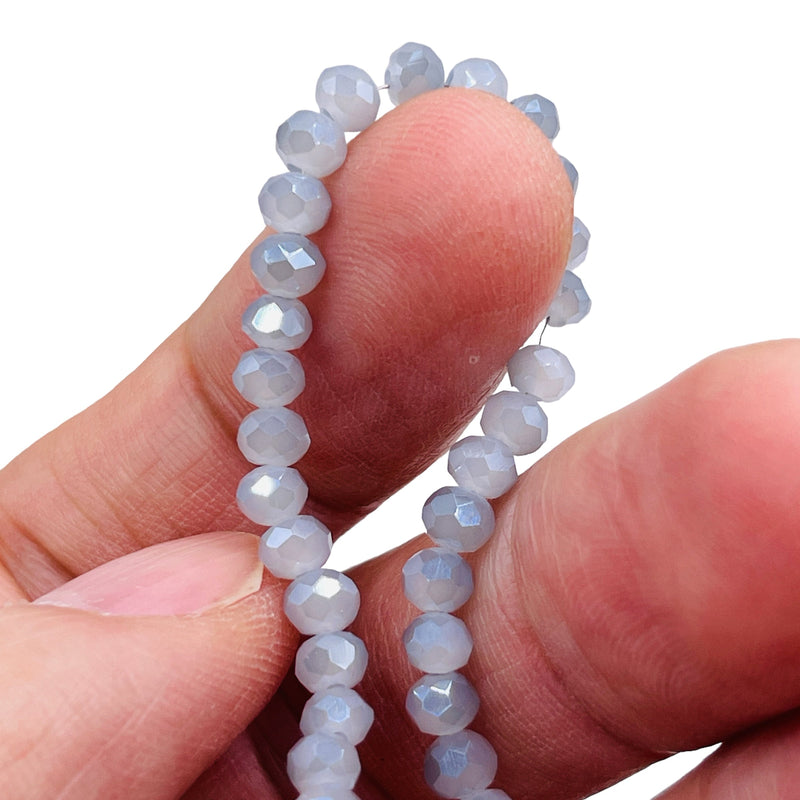 4mm Thunder Polish Glass Crystal Roundel Gray Blue