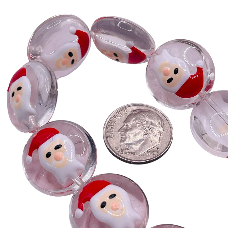 18mm Coin Lampwork Glass Santa