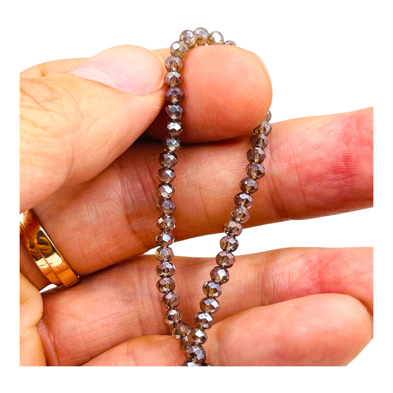3mm Thunder Polish Glass Crystal Roundel Cut Black Diamond AB