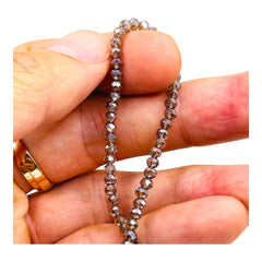 3mm Thunder Polish Glass Crystal Roundel Cut Black Diamond AB