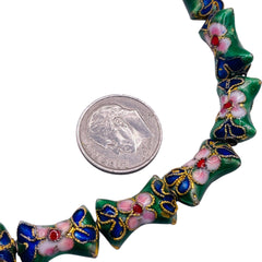 15x10mm Pillow Cloisonne Dk. Green
