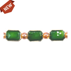 14x10mm Rectangle Gold Edge Olive Jade